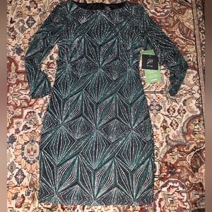 JH Collectibles Teal and Black Patterned Dress